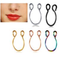 Wholesale Stainless Steel Nose Rings Fake Septum Rings Hoop Nostril Piercing Tragus Earring Body Piercings Jewelry Color