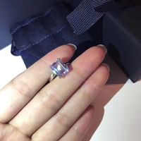 Wholesale S925 pure silver solitaire ring with square mulberry brill diamond decorate charm women wedding jewelry gift in PS5416