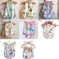 Wholesale Baby Girls Rompers Mermaid Backless Cake Bandage Bow Elastic Arrow Tent Cactus Printed Jumpsuit Toddler Clothing Summer Beach Outfit EZYQ561