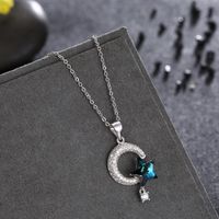 Wholesale Fashion European and American Pure Silver Star Moon Swarovski Crystal necklace