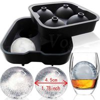 Wholesale 4 Hole Ice Cream Ball Maker Whiskey Sphere Big Round Ball Silicone Ice Cube Ball Ice Brick Cube Maker Bar Accessories