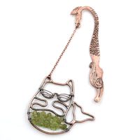 Wholesale 10 Copper Pendant Wire Wrap Lovely Cat Shape Olivine Stone Bookmark Mermaid Black Agate Fashion Jewelry