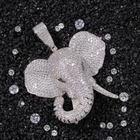 Wholesale New personalized Gold Plated Iced Out Diamond Elephant Pendant Necklace CZ Cubic Zirconia Cartoon Hip Hop Jewelry Gift For Men Women