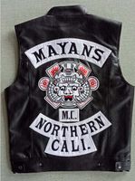 Wholesale Mayans MC Motorcycle Punk Locomotive PU Leather Black Vest Men Fashion Clothing Black Coat