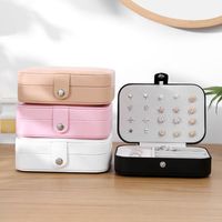Wholesale Jewelry Storage Box Women PU Leather Ring Display Case Portable Jewelry Organizerwith mirror for Necklaces Travel Box OOA7410
