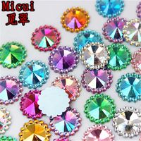 Wholesale Micui mm Round Flower Acrylic Rhinestones Flat Back Acrylic Gems Crystal Stones Non Sewing Beads for DIY Jewelry Clothes ZZ761