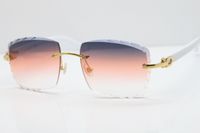 Wholesale Rimless glasses White Aztec SunGlasses Metal Mix Arms Sun Glasses Unisex cat eye Sunglasses Smalt Orange Lens C Decoration gold frame