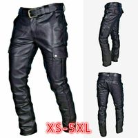 Wholesale New Winter Spring Men s Skinny Leather Pants Fashion Faux Leather Trousers Male Trouser Stage Club Wear Biker Punk Gothic