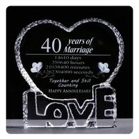 Wholesale 40th Anniversary Wedding Gifts A Heart Shape Crystal Ornament Laser Engraved Memorable Souvenir Presents For Wife Or Husband