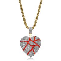 Wholesale Hip Hop Gold Plated Solid Back Broken Heart Iced Out Pendant Necklace with Stainless Steel Rope Chain