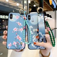 Wholesale Spring Flower Vintage Chinese Style Wristband Mobile Phone Case Cover for iphone pro max plus x xr