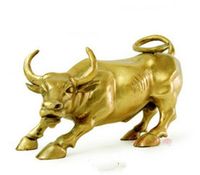 Chinese Bronze Hand-carved Fierce Buffalo lucky ox statue