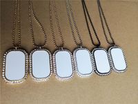 Wholesale sublimation blank Round rectangle necklaces pendants drill necklace pendant hot tranfer printing blank consumable factory price