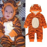 Wholesale Baby boys tiger Hooded romper cartoon infant Animal Jumpsuits Spring Autumn Fashion Boutique kids Climbing clothes B11