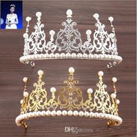 Wholesale 2019 Royal Designer Gold Sliver Wedding Tiaras With Pearls Romantic Crystal Headpieces For Wedding Bride Bridesmaids Girls Cheap