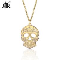 Wholesale RIR Sugar Skull Necklace Skull Statement Necklace Of The Dead Dia De Los Muertos Mexican Jewelry Gift For Her Gothic Jewelry