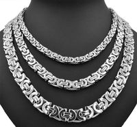 Wholesale Fashion Unisex Thick Silver Necklaces Stainless Steel Necklace Byzantine Link Silver Chain Men Women Necklaces Width mm mm mm