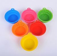 Wholesale Silicone dog bowl candy color collapsible foldable outdoor travel portable puppy dogs food container feeder dish storage bowl