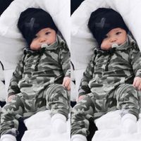 Wholesale High Quality baby kids designer clothes Romper Long Sleeve Camouflage Print Hooded Jumpsuit cotton Baby rompers T