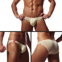 Wholesale Sexy Men G string Briefs Low Rise Solid U Convex Bulge Pouch Thong Men G String Mens T Back Thong Bikini Briefs Gay underwear