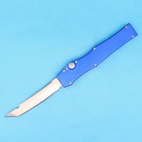 Wholesale Classic Blue Handle AUTO S E Blade Knife quot Satin Single Action Tanto Point Blade Tactical knives with kydex