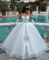 Wholesale 2020 New Beach Wedding Dresses With Ball Gown Off Shoulder Beaded Crystals Dubai Arabic Bridal Gowns Said Mhamad Middle East