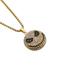 Wholesale Fashion Hip Hop Men Charm Gold Pendant Necklaces Jewelry Rhinestone Thriller Expression Iced Out Stainless Steel cm Long Chain Necklace For Mens