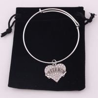 Wholesale TX014 Fashion gift EPILEPTIC letters pendant CHEER MOM clear crystal heart charm Bracelets NAVY Bangles For Women