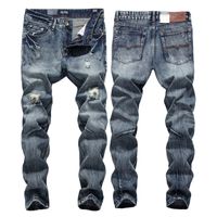 Wholesale Streetwear Mens Jeans Ripped Denim Full Pants New Biker Jeans Men High Quality Slim Patch Plus Size