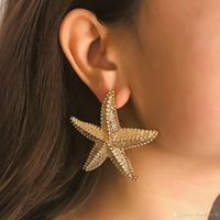 Wholesale Ethnic Unique Starfish Earring Studs for Women K Gold Silver Plated Simple Exaggerated Jewelry Earrings Drop Shipping