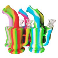 Wholesale Silicone Smoking Bubbler Bong Inch Unbreakable Food Grade Teapot Small Portable Dabs Dry Herb Tobacco Flower Water Pipes With mm Glass Bowl