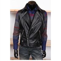 Wholesale spring and autumn new men s coat leather high quality foreign trade motorcycle leather fake two piece leather jacket Slim Y106