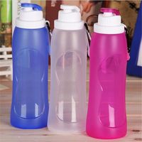 Wholesale 500ML Creative Foldable Silicone Drink Sport Water Bottle cup Portable Cycling Camping Travel Plastic Bicycle Bottle ZZA236