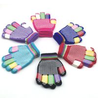 Wholesale Kids Magic Stretch Gloves Kids Full Finger Thick Warm Knitted Winter Gloves for Boys and Girls styles N24Z