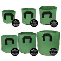 Wholesale 1 Gallon Green Heavy Duty Thickened Nonwoven Grow Bags with Handles Root Pouch Durable Reusable Planting Growing Bag Garden pots
