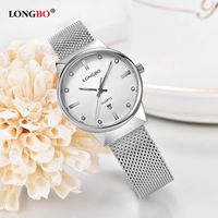 Wholesale LONGBO luxury Business Men Watches Luxury Stainless Steel Band Male Female Quartz Watch Calendar Couple Wristwatch Gifts
