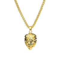 Wholesale Men Necklace Hip Hop Jewelry Lion Head Pendant Fashion Punk Rock Micro Mens Filling Pieces k Gold Plated Chains Animal Necklaces Gifts