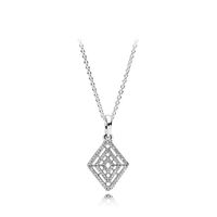 Wholesale Geometric Line Pendant Necklace Luxury Designer Sterling Silver High Quality Cubic Zirconia with box for Pandora Pendant Necklace