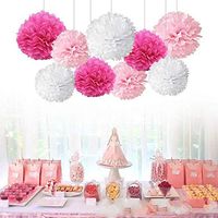 Wholesale 19Pcs Set Pink Hanging Decorations Set Paper Fans Tissue Paper Pom Poms Flower and Honeycomb Balls for Birthday Party Wedding Festival girl