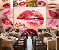 Wholesale home improvement D Background wallpapers d HD red lips wallpaper for bedroom walls Living room D photo wall paper mural d