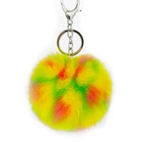 Wholesale Many Colors Best Rabbit Fur Puff Ball KeyChains Cute KeyChains Kids Girls Rings KeyChains Car Bag Key Chain