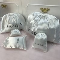 Wholesale Custom Logo Smoothly Silk Hair Bags Clothing Shoes Product Packaging Jewelry Gift Bright Satin Jewelry Dust proof Drawstring Bag