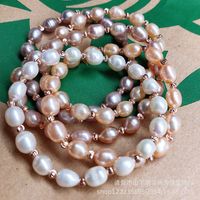 Wholesale Natural Pearl Bracelet Freshwater Pearl Bracelet mm Rice Shape Elastic Line Separated Beads Party Handmade