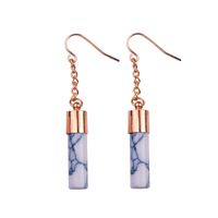Wholesale Europe and the United States big brand high grade Phnom Penh turquoise cylindrical drop earrings Korean temperament simple female earrings e
