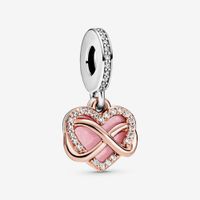 Wholesale New Arrival Sterling Silver Sparkling Infinity Heart Dangle Charm Fit Original European Charm Bracelet Fashion Jewelry Accessories