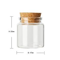 Wholesale 47 mm Clear Cork Glass Bottle Jar ml Draft High Borosilicate Glass Container Can