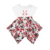 Wholesale Kids dresses For Girls Easter days short sleeve dress vestido Toddler baby Girl Clothes Floral children Princess dress