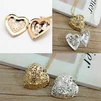 Wholesale pretty Open Locket Necklace Valentine Lover Gift Photo Phase box Necklaces Frames Jewelry For Women Girlfriend Gift Heart beautiful Necklace