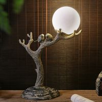 Wholesale Retro Two Little Birds Standing On Tree Table Lamp For Living Room Bedroom Bedside Hotel Vintage Resin Led Decor Table Light