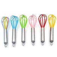 Wholesale 10 Inch Wire Whisk Stirrer Mixer Egg Beater Color Silicone Egg Whisk Stainless Steel Handle household Baking Tool ZZA1630